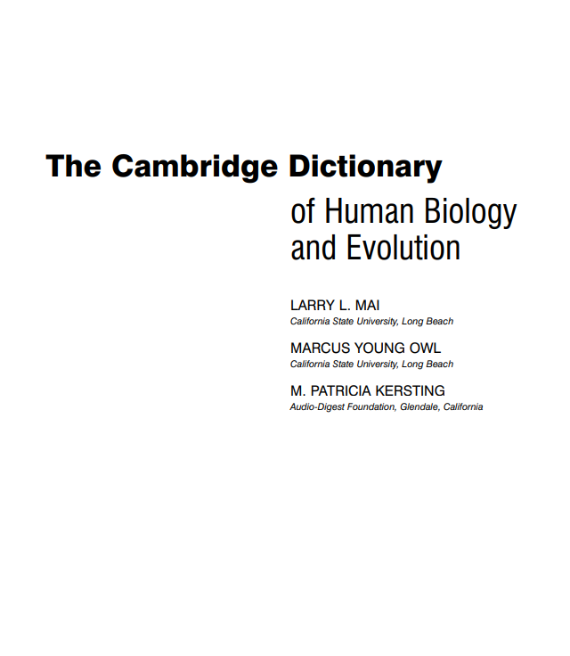 Cambridge University Press The Cambridge Dictionary of Human Biology and Evolution
